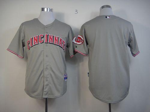 Reds Blank Grey Cool Base Stitched MLB Jersey - Click Image to Close